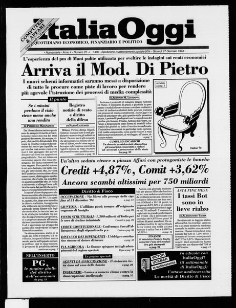 Italia oggi : quotidiano di economia finanza e politica